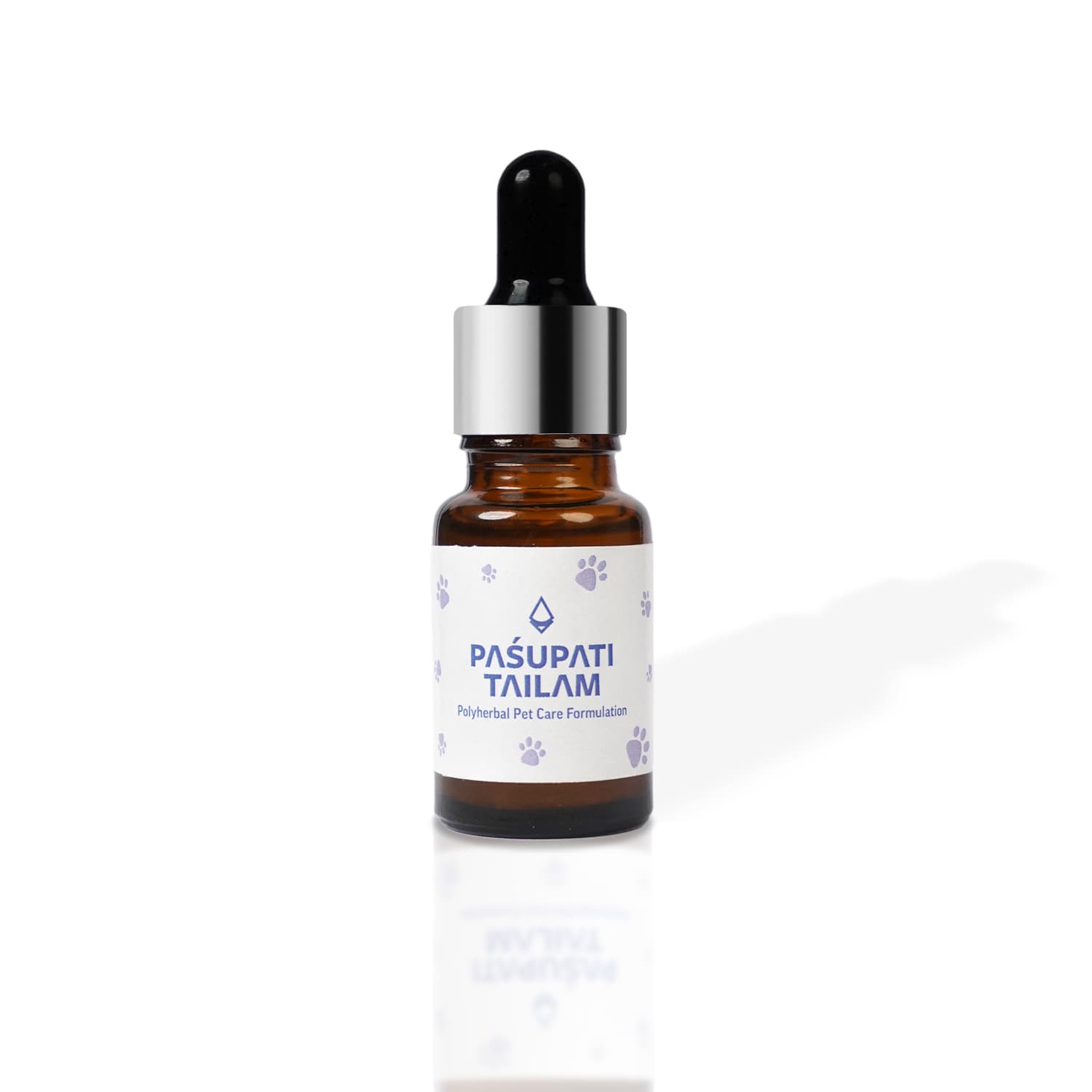 Image of Pasupati Tailam, a polyherbal formulation for dogs with the label, set against a plain white backdrop